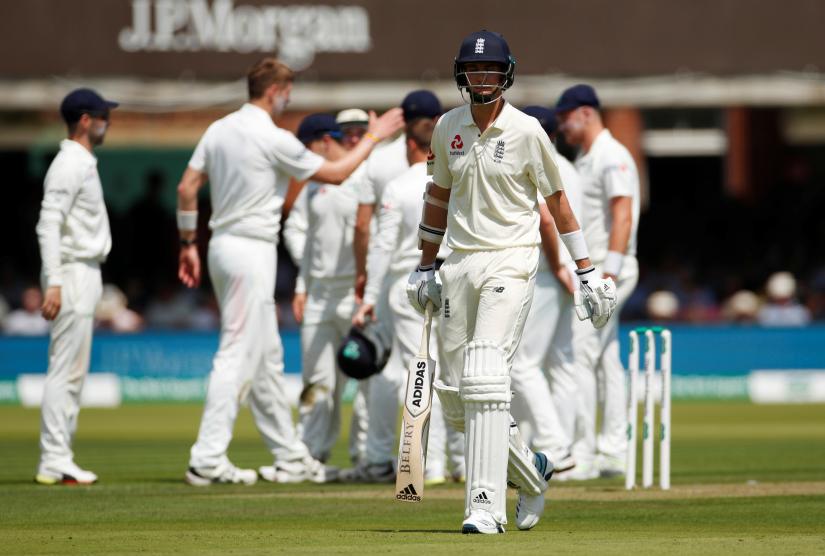 Test Match - England v Ireland - Lord`s Cricket Ground, London, Britain - July 24, 2019 England`s Stuart Broad walks off after losing his wicket Action Images via Reuters