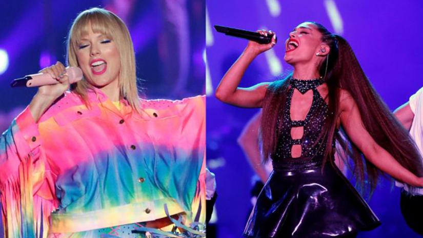 A combination of Reuters file photos show Taylor Swift (L) and Ariana Grande.