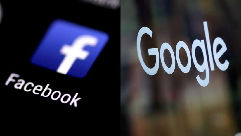 A combination of Reuters file photos show logos of Facebook and Google.