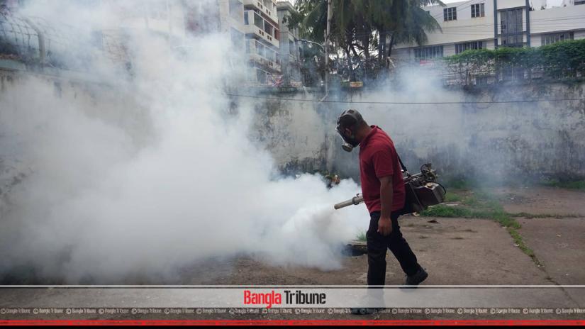 Insecticide being sprayed by Mosquito fogger. PHOTO/ Sazzad Hossain