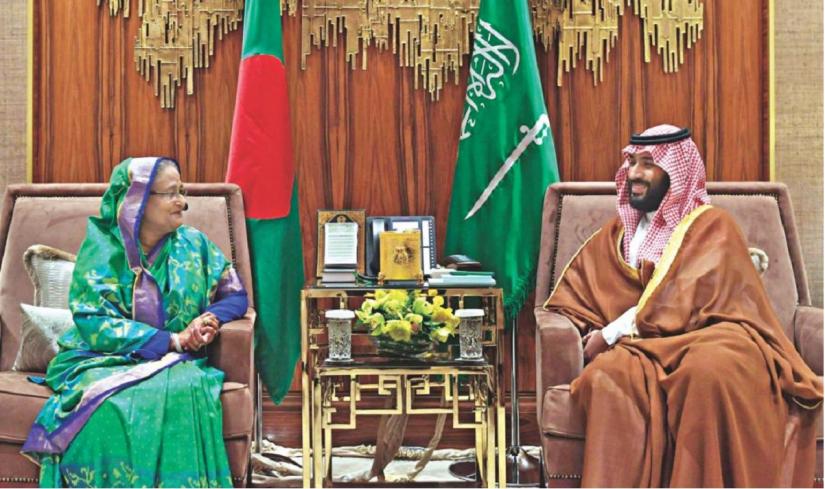 Prime Minister Sheikh Hasina meets Saudi Crown Prince Mohammed bin Salman bin Abdulaziz at the Royal Palace in Riyadh on Oct 18, 2018. PID/File Photo