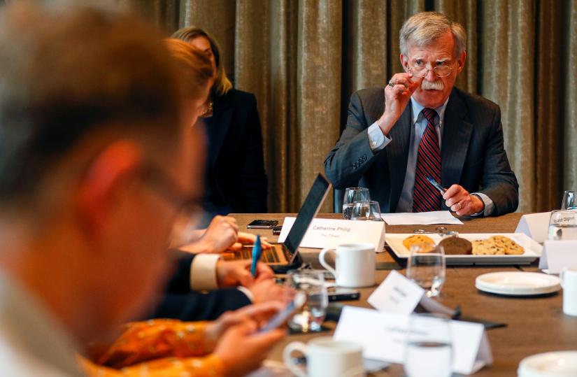 US National Security Advisor, John Bolton, meets with journalists during a visit to London, Britain August 12, 2019. REUTERS