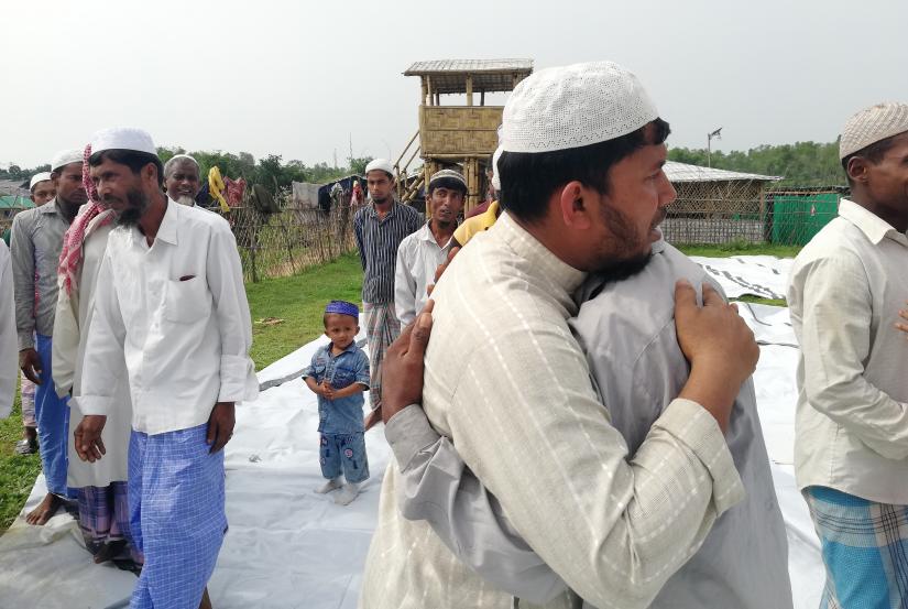 Rohingya are seen celebrating Eid-ul-Azha on Monday (Aug 12).