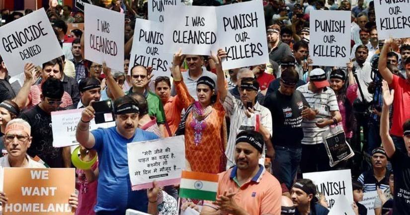 Kashmiri pundits in a demonstration. Photo: REUTERS