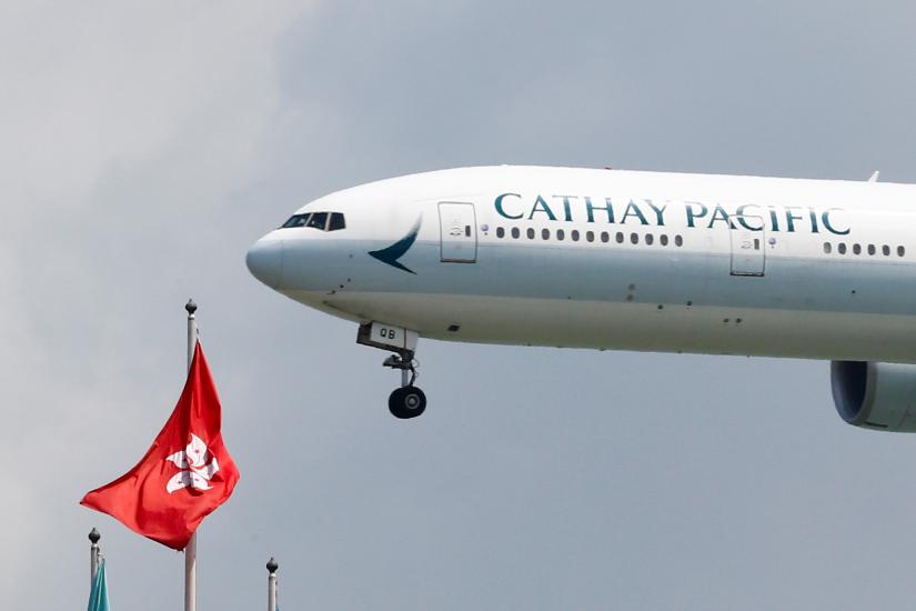 A Cathay Pacific plane lands at Hong Kong airport after it reopened following clashes between police and protesters, in Hong Kong, China August 14, 2019. REUTERS