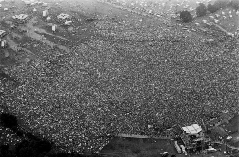 Aerial shot of Woodstock Music Festival in August 1969, in this handout image. Paul Gerry (Gift of Pat Gerry)/The Museum at Bethel Woods/Via REUTERS