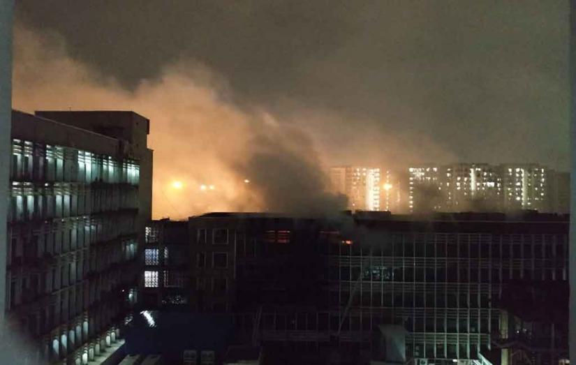 The fire reportedly started at a building near the emergency ward of the hospital TWITTER