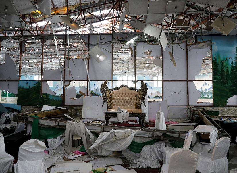 A damaged stage of a wedding hall is seen after a blast in Kabul, Afghanistan August 18, 2019. REUTERS