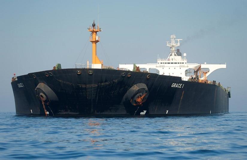 Iranian oil tanker Grace 1 sits anchored awaiting a court ruling on whether it can be freed after it was seized in July by British Royal Marines off the coast of the British Mediterranean territory, in the Strait of Gibraltar, southern Spain, Aug 15, 2019. REUTERS