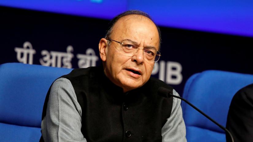 FILE PHOTO: Indian Finance Minister Arun Jaitley speaks at a news conference in New Delhi, India, Jan 24, 2018. REUTERS