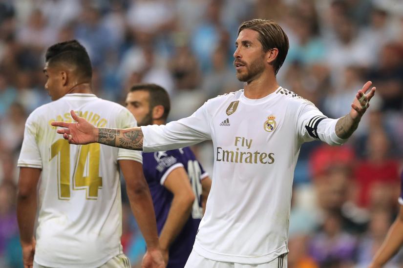 La Liga Santander - Real Madrid v Real Valladolid - Santiago Bernabeu, Madrid, Spain - August 24, 2019 Real Madrid`s Sergio Ramos reacts REUTERS