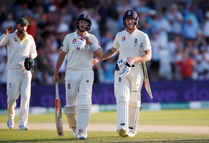 Cricket - Ashes 2019 - Third Test - England v Australia - Headingley, Leeds, Britain - August 24, 2019 England`s Joe Root and Ben Stokes leave the pitch at stumps Action Images via Reuters