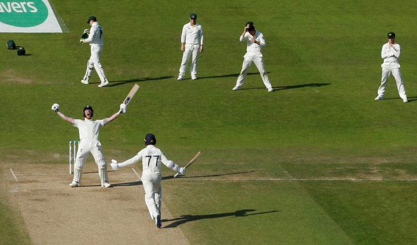 Cricket - Ashes 2019 - Third Test - England v Australia - Headingley, Leeds, Britain - August 25, 2019 England`s Ben Stokes and Jack Leach celebrate winning the test Action Images via Reuters