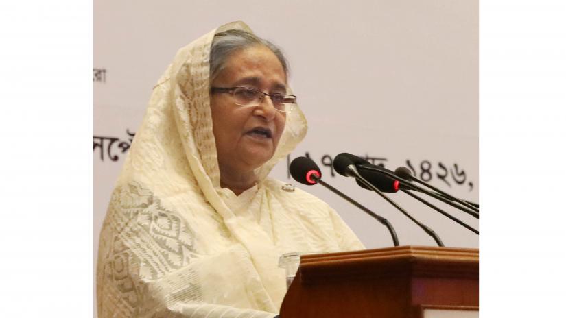 Prime Minister Sheikh Hasina distributes National Export Trophy,2019 on Sept 01, 19. Photo: Focus Bangla