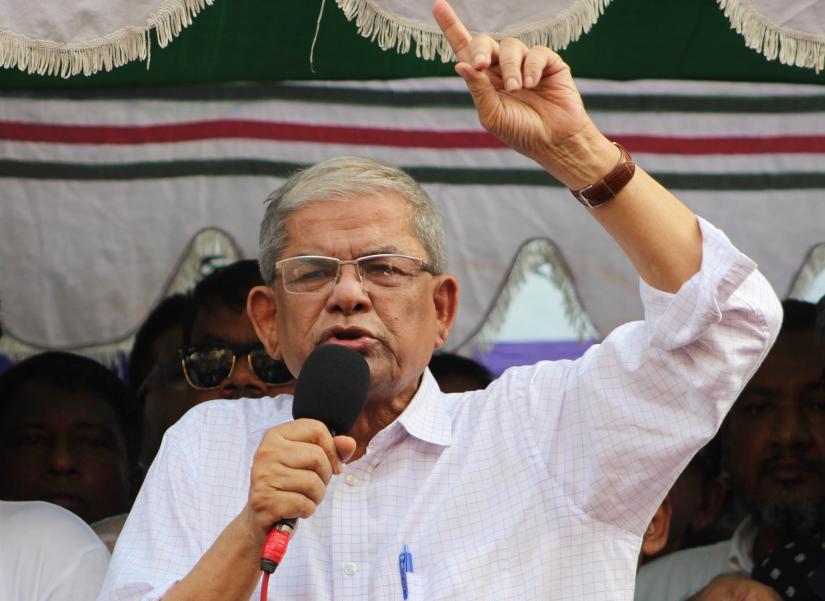 BNP Secretary General Mirza Fakhrul Islam Alamgir addressing an audience in front of the party headquarters on Monday (Sept 2) before inaugurating the rally staged on the occasion of BNP’s 41st founding anniversary. PHOTO: Focus Bangla