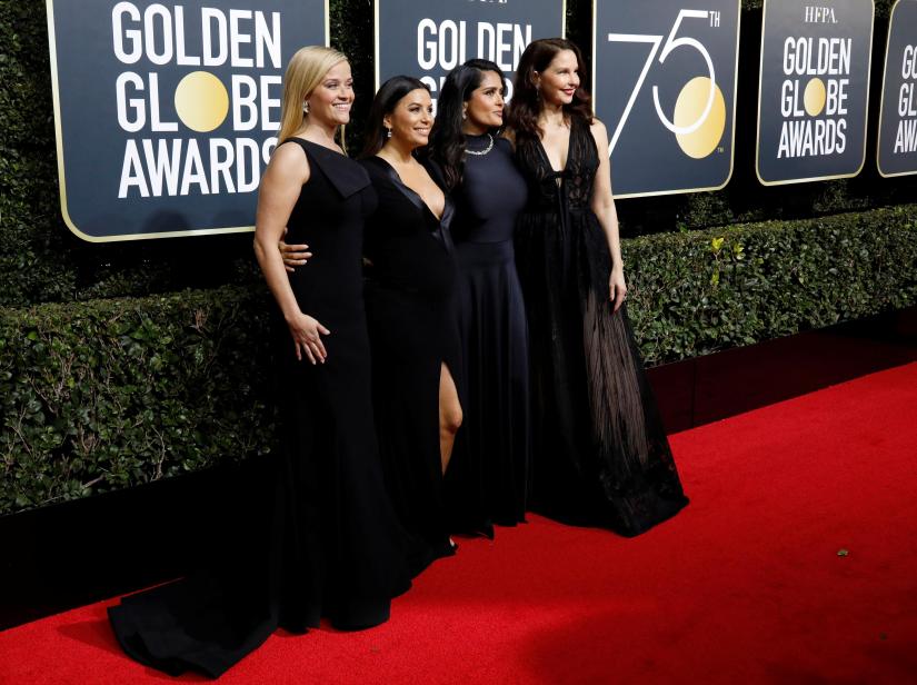 75th Golden Globe Awards – Arrivals – Beverly Hills, California, U.S., 07/01/2018 – (L-R) Actresses Reese Witherspoon, Eva Longoria, Salma Hayek, Ashley Judd. REUTERS/File Photo