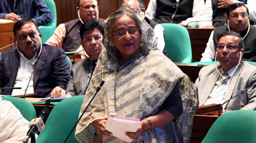 Prime Minister Sheikh Hasina speaks in parliament on Sunday (Sept 8). PID/file photo