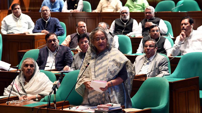 Prime Minister Sheikh Hasina speaks in parliament on Sunday (Sept 8). PID