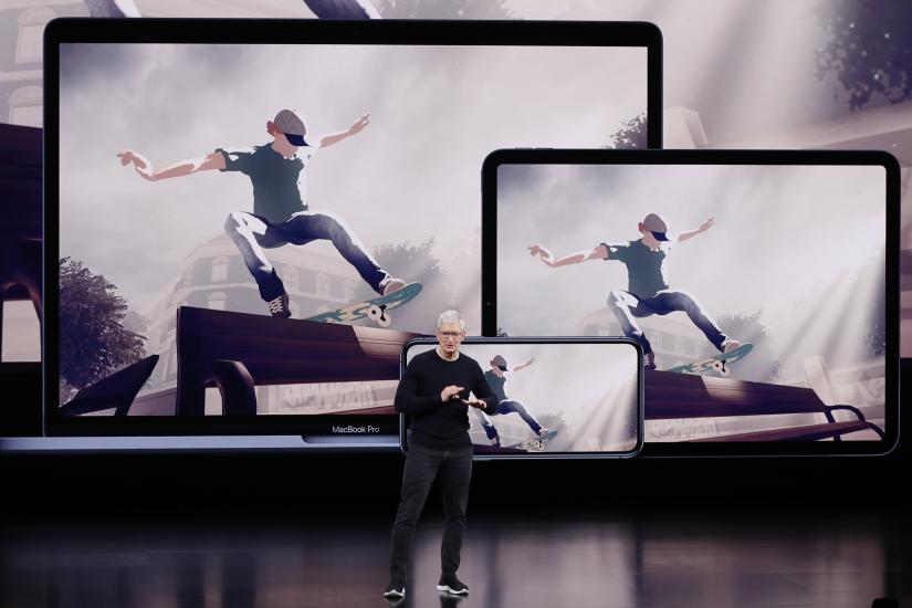 CEO Tim Cook speaks at an Apple event at their headquarters in Cupertino, California, U.S. September 10, 2019. REUTERS
