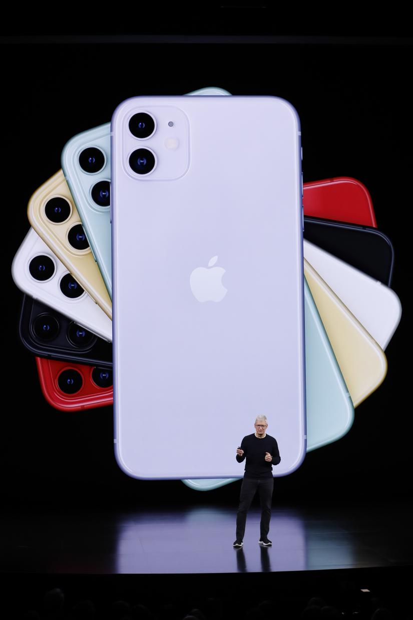 CEO Tim Cook presents the new iPhone 11 at an Apple event at their headquarters in Cupertino, California, U.S. September 10, 2019. REUTERS
