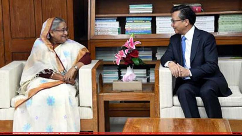 Prime Minister Sheikh Hasina and Chinese Ambassador to Bangladesh Li Jiming during a courtesy call on Wednesday, Sept 11, 2019. PID