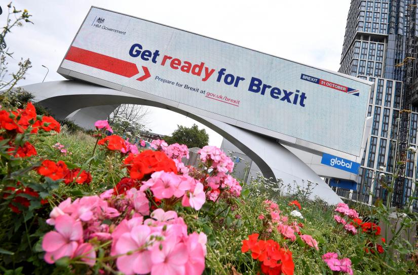 An electronic billboard displaying a British government Brexit information awareness campaign advertisement is seen in London, Britain, September 11, 2019. REUTERS