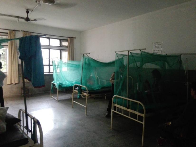Hospital beds hung with mosquito nets are seen at Sukraraj Tropical and Infectious Disease Hospital in Kathmandu, Nepal, September 11, 2019. Thomson Reuters Foundation
