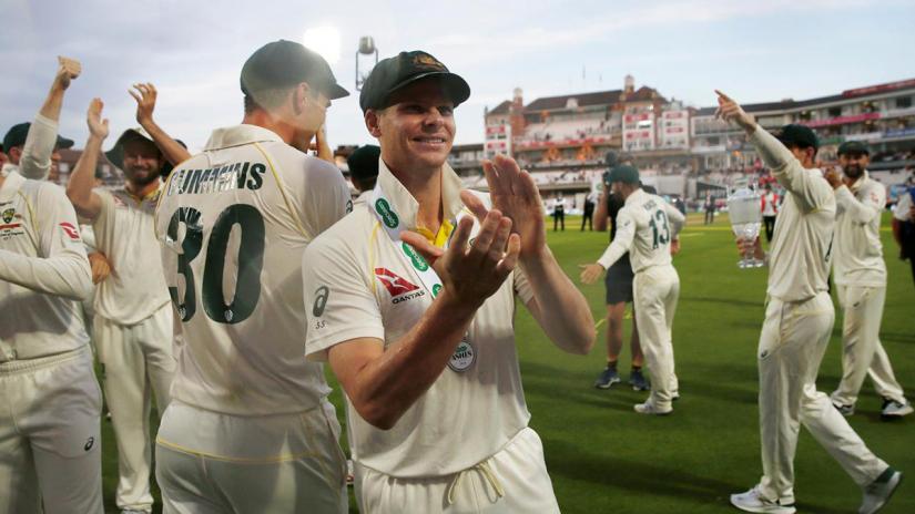 Cricket - Ashes 2019 - Fifth Test - England v Australia - Kia Oval, London, Britain - September 15, 2019 Australia`s Steve Smith as Australia celebrate retaining the Ashes after drawing the series Action Images via Reuters