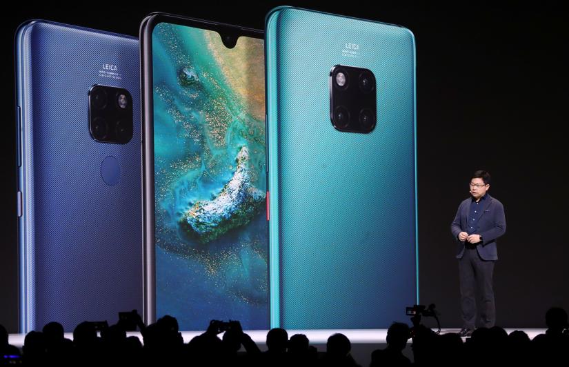 Richard Yu, CEO of Huawei`s consumer business group, launches the Mate 30 smartphone range at the Convention Center in Munich, Germany September 19, 2019. REUTERS