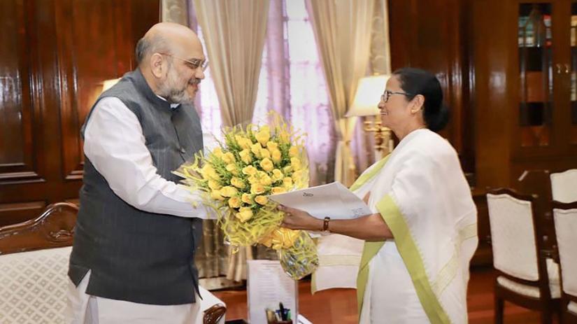 West Bengal chief minister Mamata Banerjee meets Indian home minister Amit Shah at his office at North Block in New Delhi on Thursday (Sept 19),2019. Photo: PTI