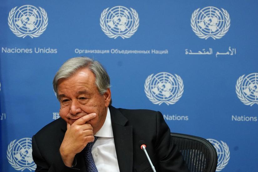 Secretary-General of the United Nations Antonio Guterres speaks to the press at United Nations headquarters in the Manhattan borough of New York, New York, US, September 18, 2019. REUTERS