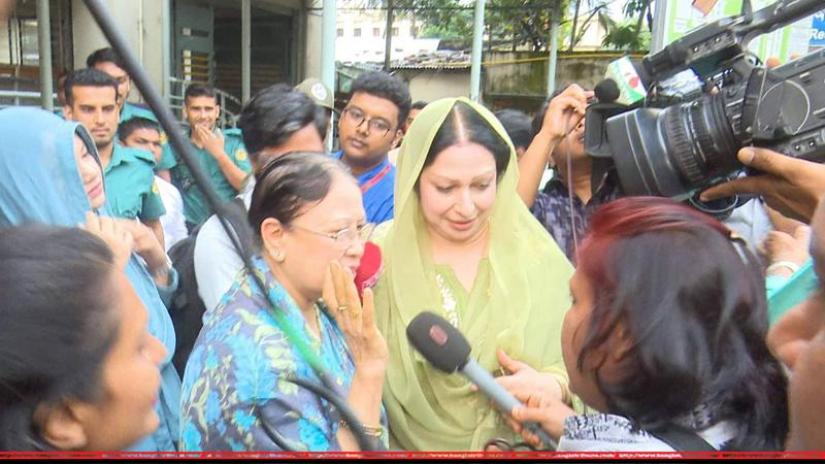 BNP Chairperson Khaleda Zia's older sister Selima Rahman briefing the media on Friday (Sept 20). 