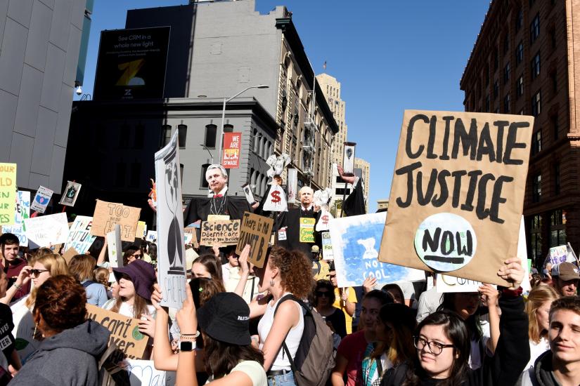 FILE PHOTO: Young people protest outside of the San Francisco Federal Building during a Climate Strike march in San Francisco, U.S. September 20, 2019. REUTERS
