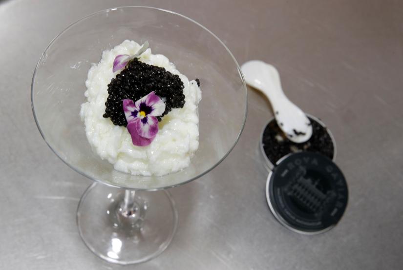 A dish with Rova Caviar is seen at the Imperial Treasure Restaurant in Paris, France, September 18, 2019. REUTERS