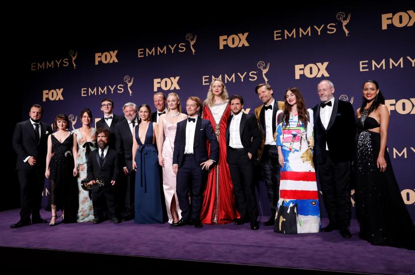 71st Primetime Emmy Awards - Photo Room – Los Angeles, California, U.S., September 22, 2019 - The cast of Game of Thrones pose backstage with their award for Outstanding Drama Series. REUTERS