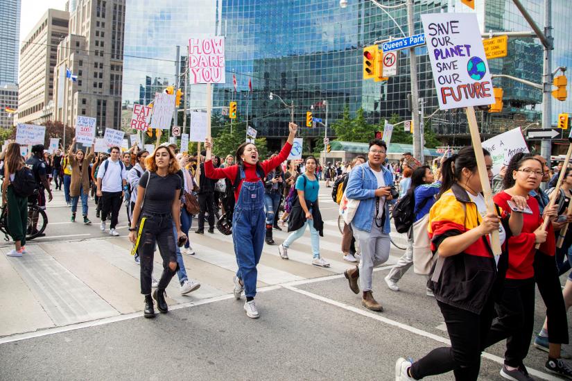 People take part in a climate change strike in Toronto, Ontario, Canada September 27, 2019. REUTERS