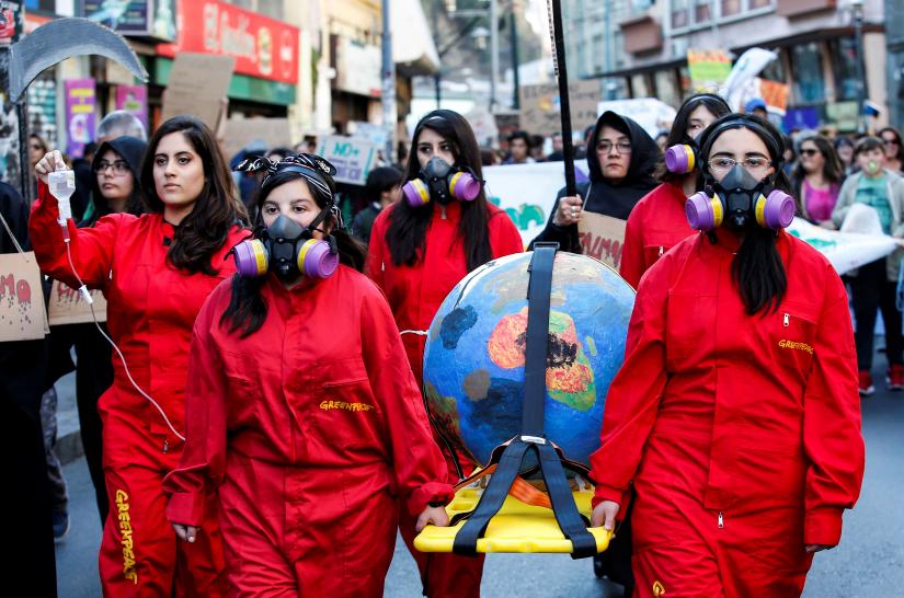 Demonstrators take part in a protest against climate change called by the organization Fridays For Future ahead of the 2019 United Nations Climate Change Conference, also known as COP25, in Valparaiso, Chile, September 27, 2019. REUTERS