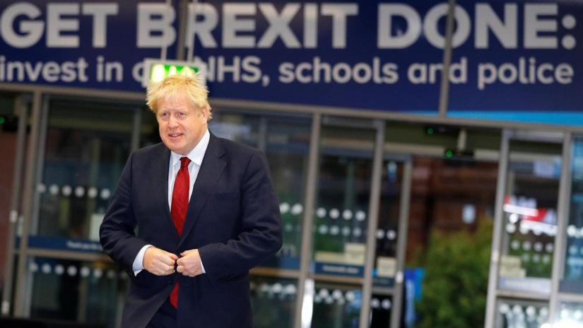 Britain`s Prime Minister Boris Johnson is seen at the venue for the Conservative Party annual conference in Manchester, Britain, Oct 1, 2019. REUTERS