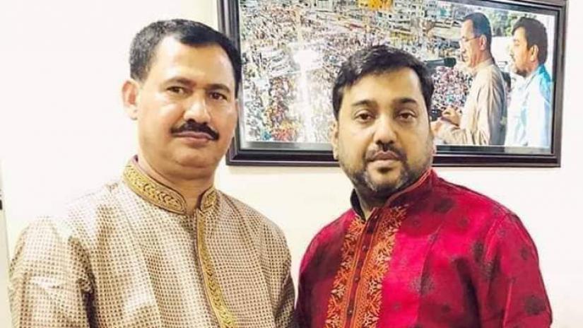 Photo shows expelled Jubo League leader Ismail Chowdhury Samrat (r) with his accomplice Arman