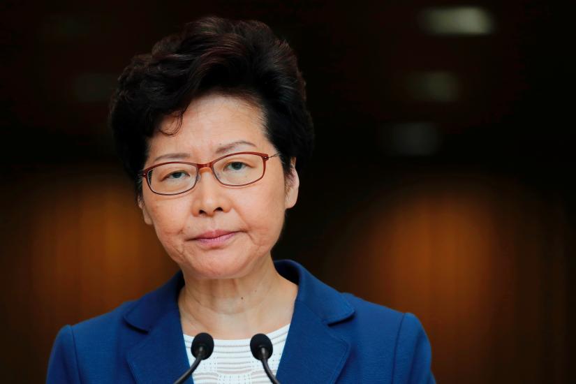 FILE PHOTO: Hong Kong Chief Executive Carrie Lam speaks during a news conference in Hong Kong, China, Oct 8, 2019. REUTERS