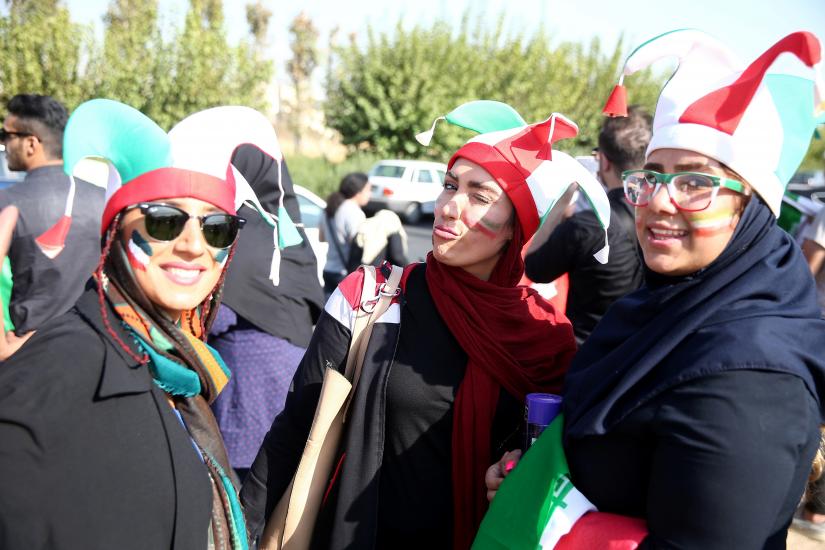 Iranian women fans arrive to attend Iran’s FIFA World Cup Asian qualifier match against Cambodia, as for the first time women are allowed to watch the national soccer team play in over 40 years, at the Azadi stadium in Tehran, Iran October 10, 2019.  WANA (West Asia News Agency) via REUTERS