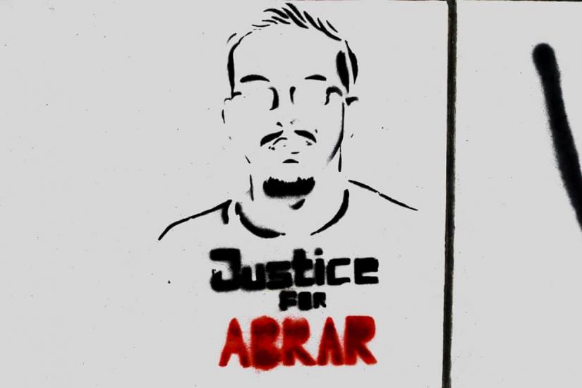 A wall graffiti depicts justice for Abrar Fahad, the BUET student who was brutally bludgeoned to death in his dormitory. PHOTO/SAZZAD HOSSAIN