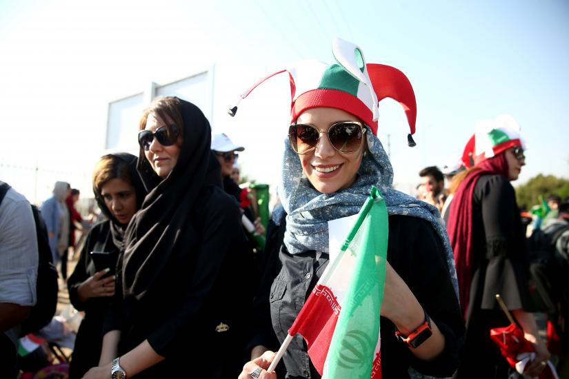 Iranian women fans arrive to attend Iran’s FIFA World Cup Asian qualifier match against Cambodia, as for the first time women are allowed to watch the national soccer team play in over 40 years, at the Azadi stadium in Tehran, Iran October 10, 2019.  WANA (West Asia News Agency) via REUTERS