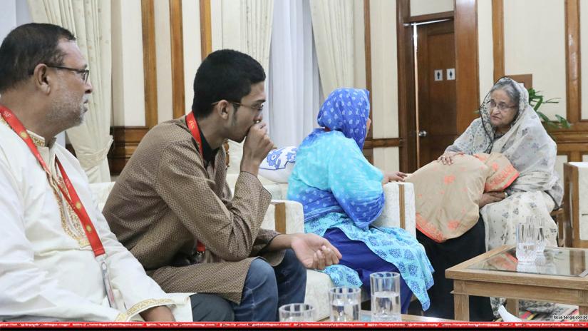 Family members of Abrar Fahad, who was killed in a dormitory of Bangladesh University of Engineering and Technology (BUET) on Oct 7, met her at her official Ganabhaban residence in Dhaka on Monday (Oct 14).