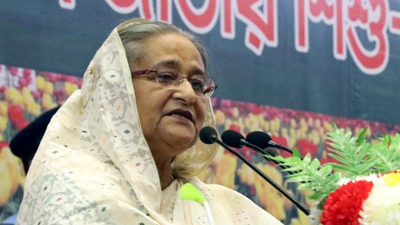 FILE PHOTO: Prime Minister Sheikh Hasina was addressing a function at Bangabandhu International Conference Centre in Dhaka on Friday (Oct 18). FOCUS BANGLA