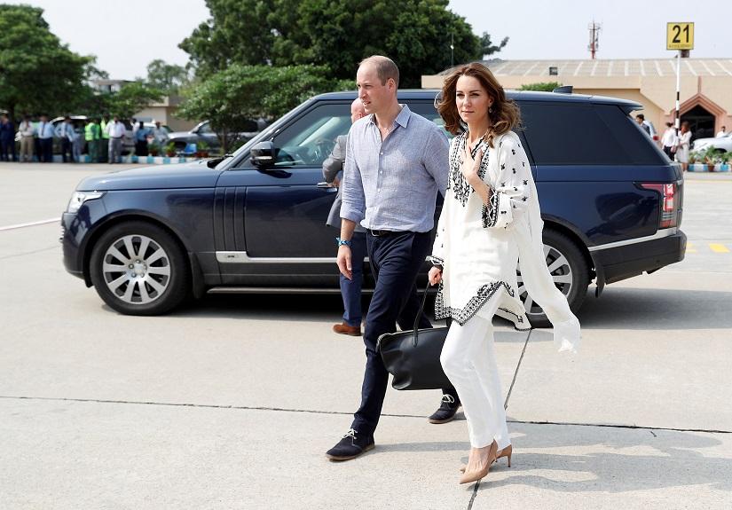 Britain`s Prince William and Catherine, Duchess of Cambridge, depart from Lahore airport, Pakistan Oct 18, 2019. REUTERS