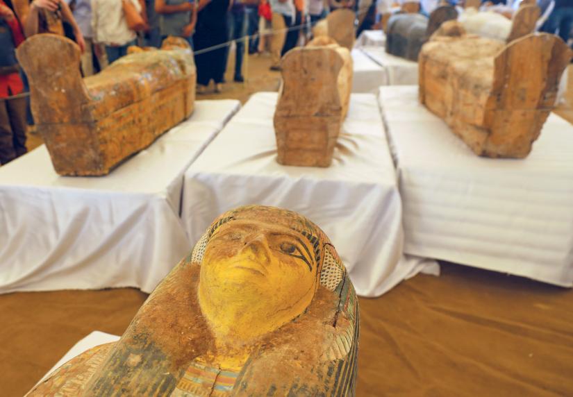 Painted ancient coffins are seen at Al-Asasif necropolis, unveiled by Egyptian antiquities officials in the Valley of the Kings in Luxor, Egypt October 19, 2019. REUTERS
