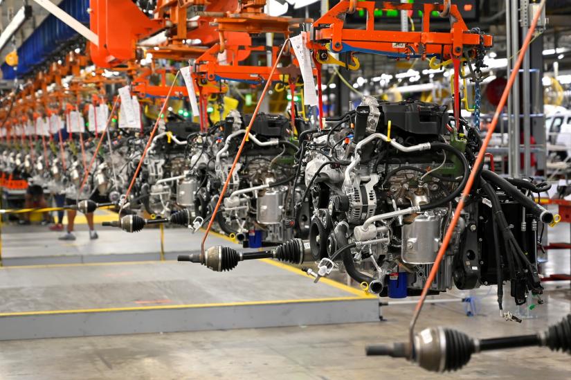 FILE PHOTO: Engines assembled are pictured as they make their way through the assembly line at the General Motors (GM) manufacturing plant in Spring Hill, Tennessee, U.S.August 22, 2019.REUTERS