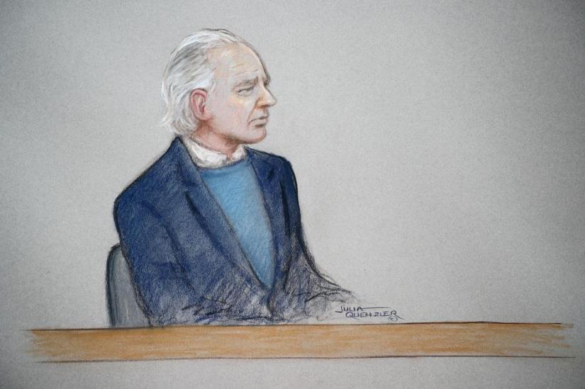 WikiLeaks founder Julian Assange is seen in the courtroom sketch during a case management hearing in Assange`s US extradition case at Westminster Magistrates Court, in London, Britain, Oct 21, 2019. REUTERS