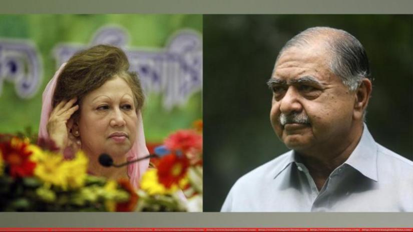 Combination of photos shows jailed BNP Chairperson Khaleda Zia and Oikya Front chief Kamal Hossain